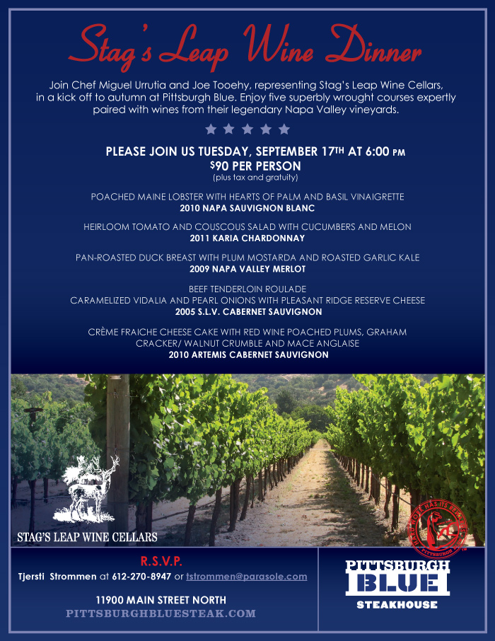 Pittsburgh Blue Maple Grove - Stag's Leap Wine Dinner